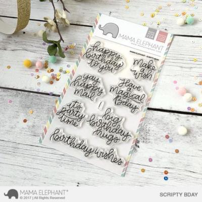 Mama Elephant Clear Stamps - Scripty Bday